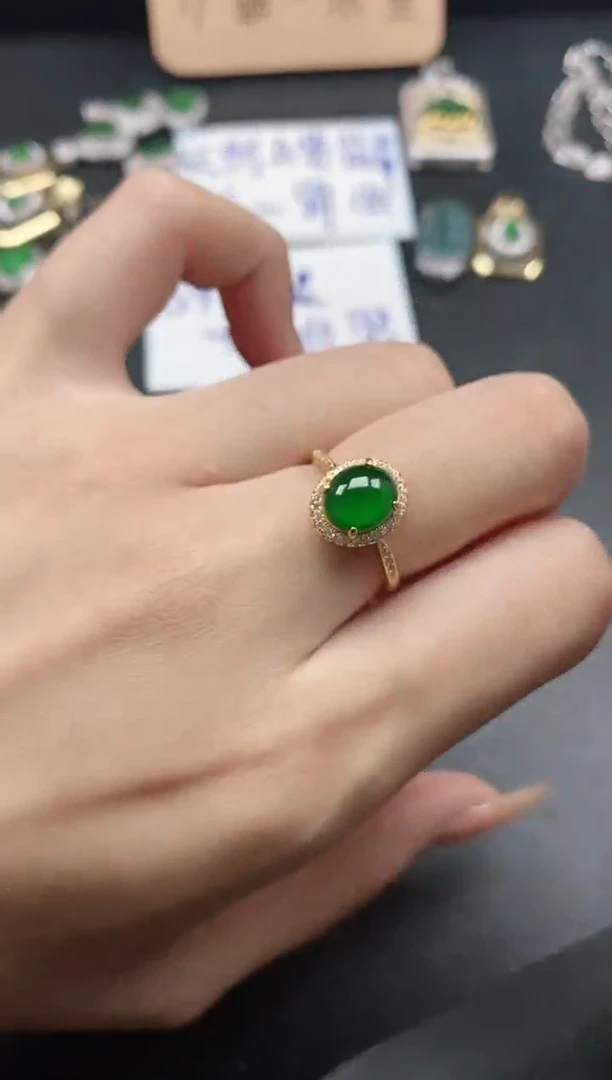 银S925镶嵌戒指翡翠51511