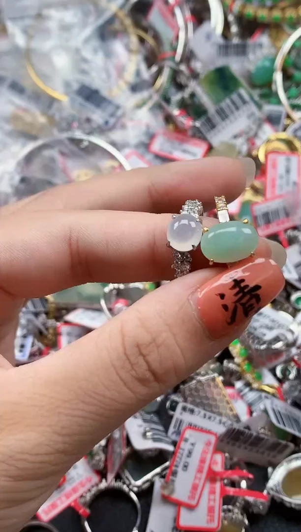 银S925镶嵌戒指翡翠天然A货缅甸翡翠