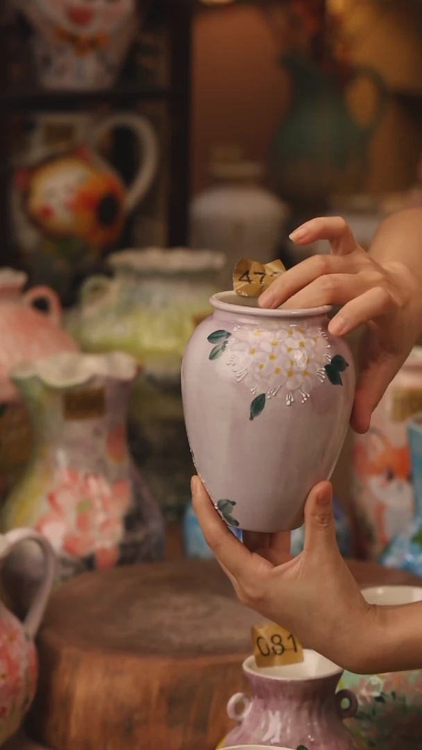 陶瓷472景德镇设计师手作花器摆件侘寂风