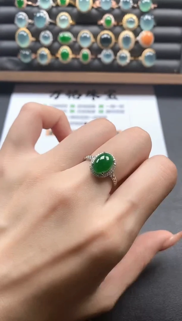 银S925镶嵌戒指翡翠5115