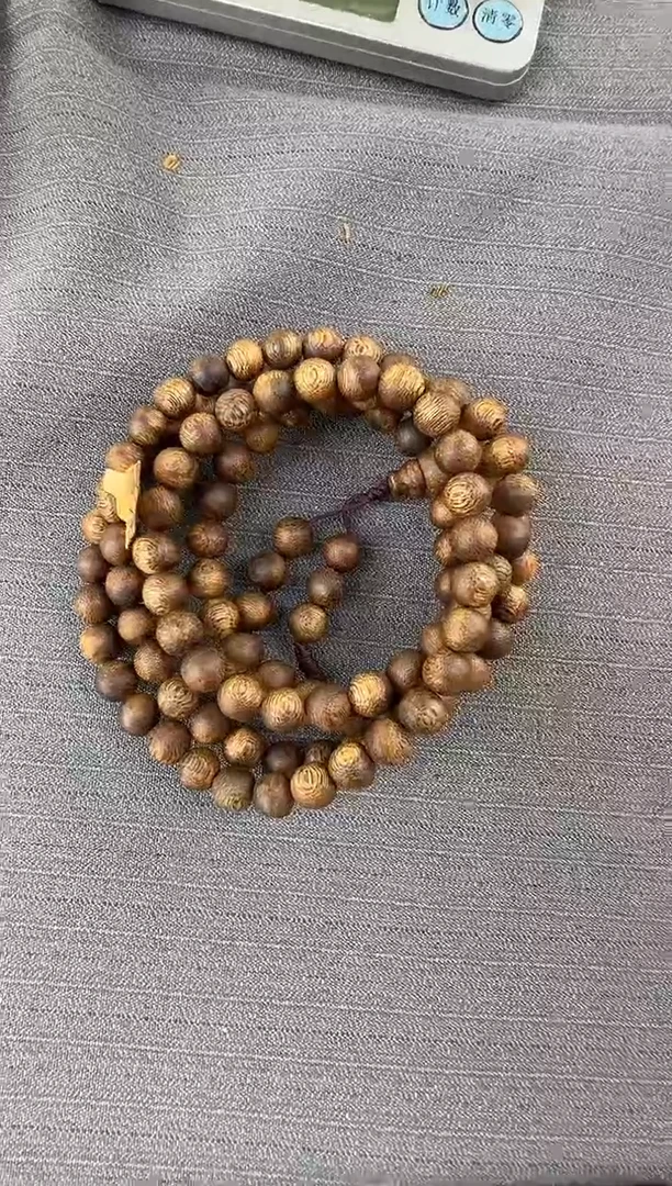 沉香手串棋楠沉香乌身圆叶卡8规格108颗佛珠念珠   23克+