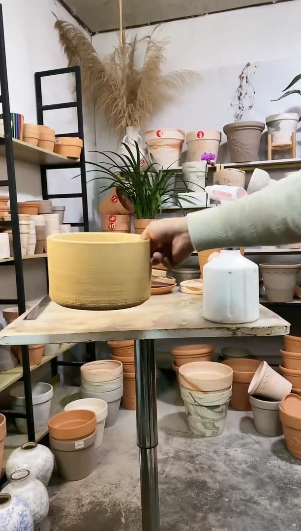 【闪购商品】红陶19*12红陶直筒布纹 1盆无托