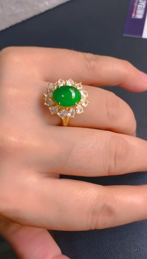 【闪购商品】翡翠耳饰银S925镶嵌天然A货翡翠1