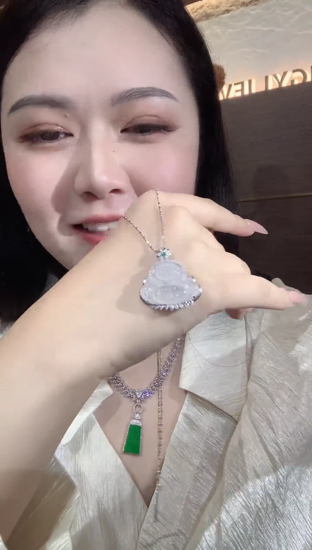 吊坠(不含链)18K金镶嵌翡翠A6