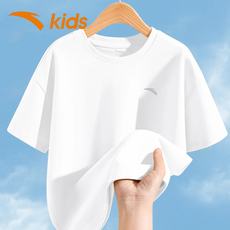 安踏儿童短袖2025夏季中大童上衣薄款透气防紫外线速干圆领T恤