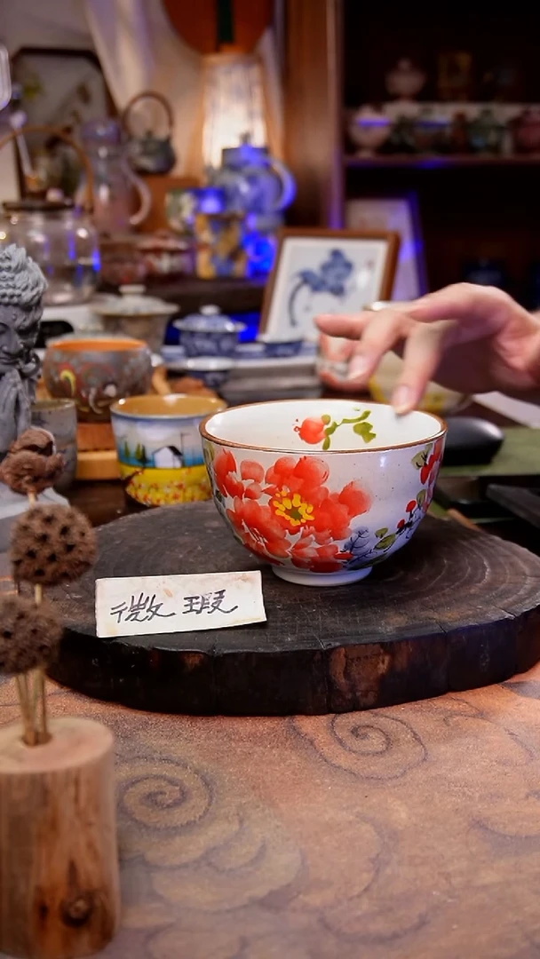 杯子牡丹手工手绘手工手绘