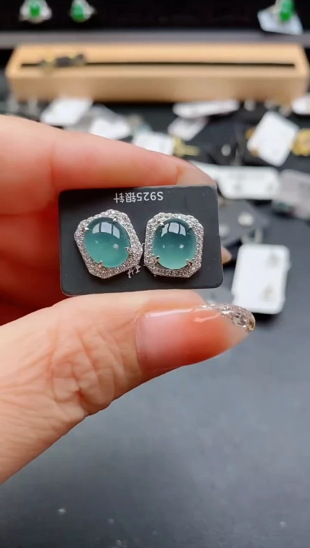 银S925镶嵌戒指翡翠1