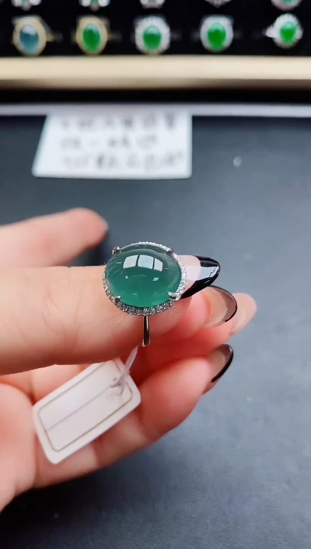 翡翠戒指银S925镶嵌08600