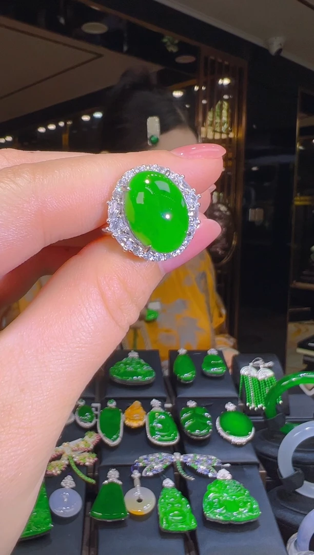 翡翠戒指银S925镶嵌043（多样性发其一）