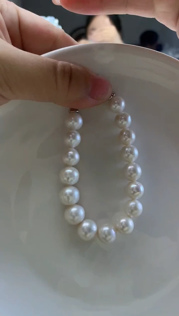 未镶嵌淡水珍珠手链9-10mm+手链