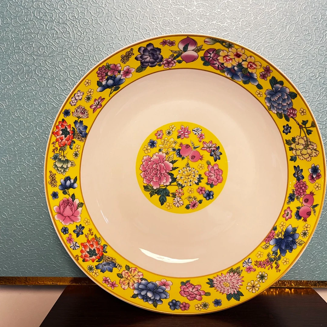GQ0040陶瓷万花餐盘（黄色）