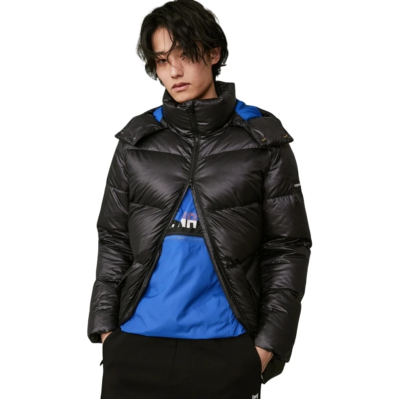 SN 冬季男式撞色中长防风连帽羽绒服SMA02130904