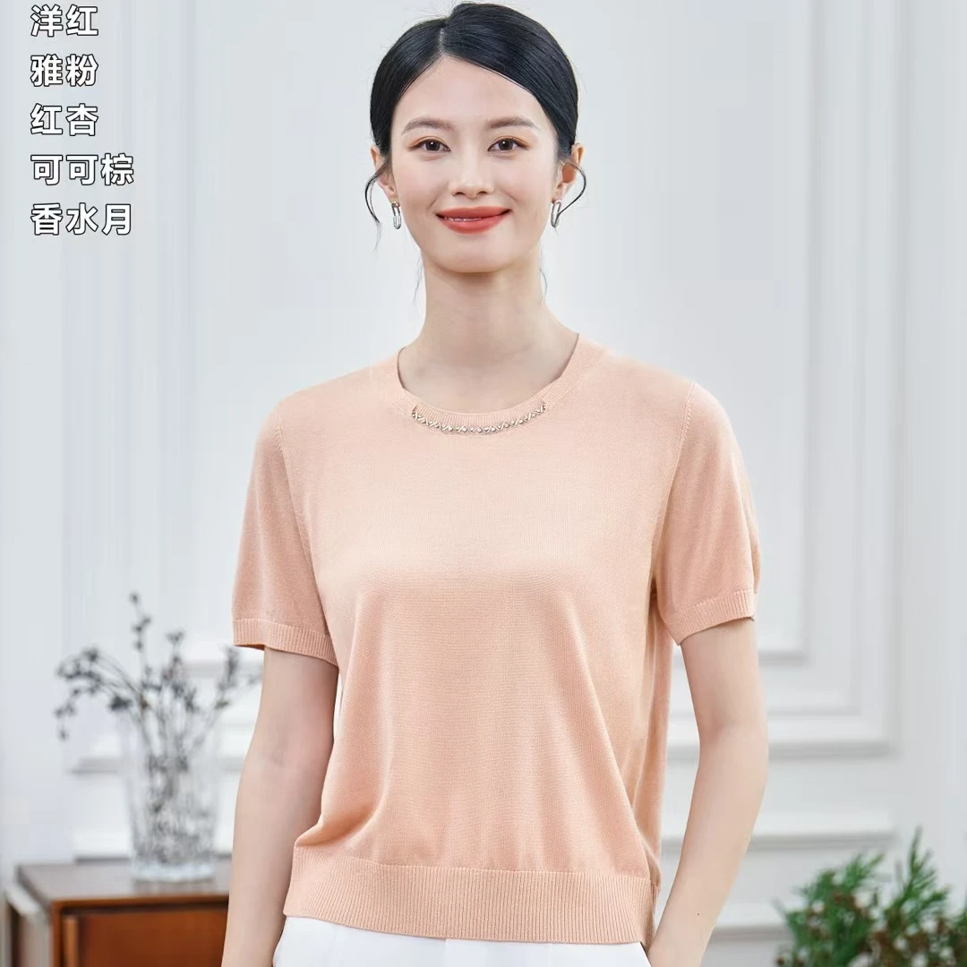 【衣联服饰】精品妈妈款圆领莱赛尔纤维上衣5091