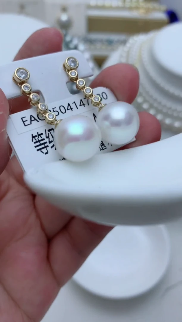 银S925镶嵌淡水珍珠耳饰w80