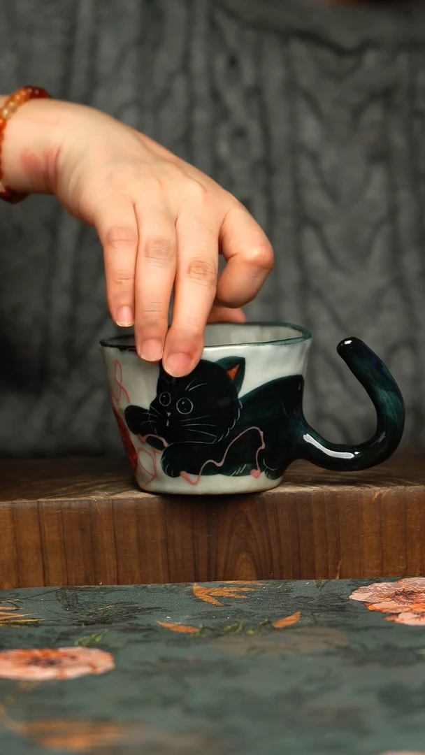 杯釉下彩手工手绘同款陶器