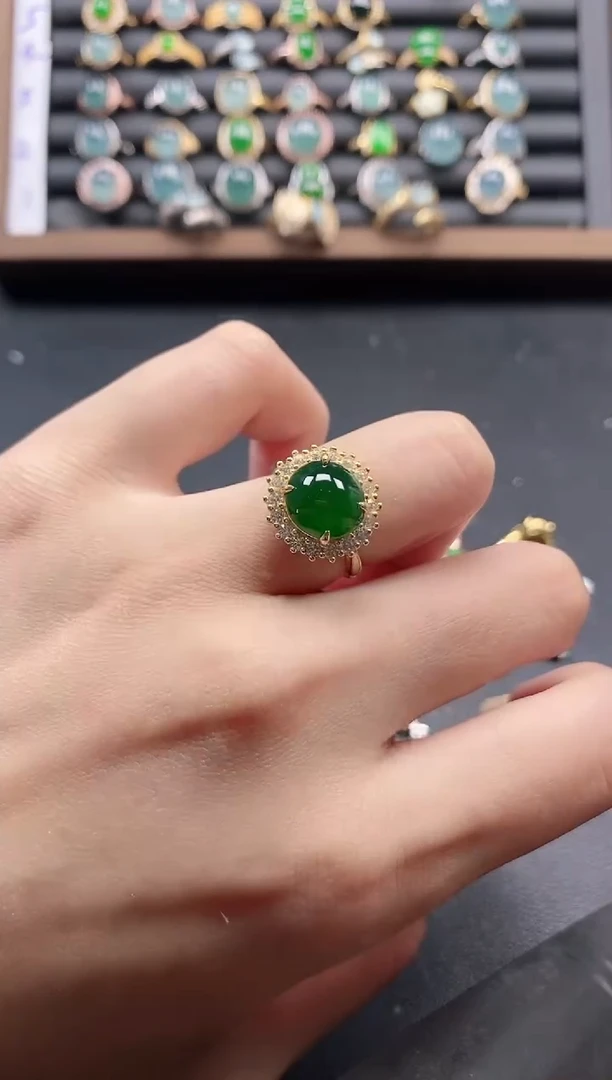 银S925镶嵌戒指翡翠51151