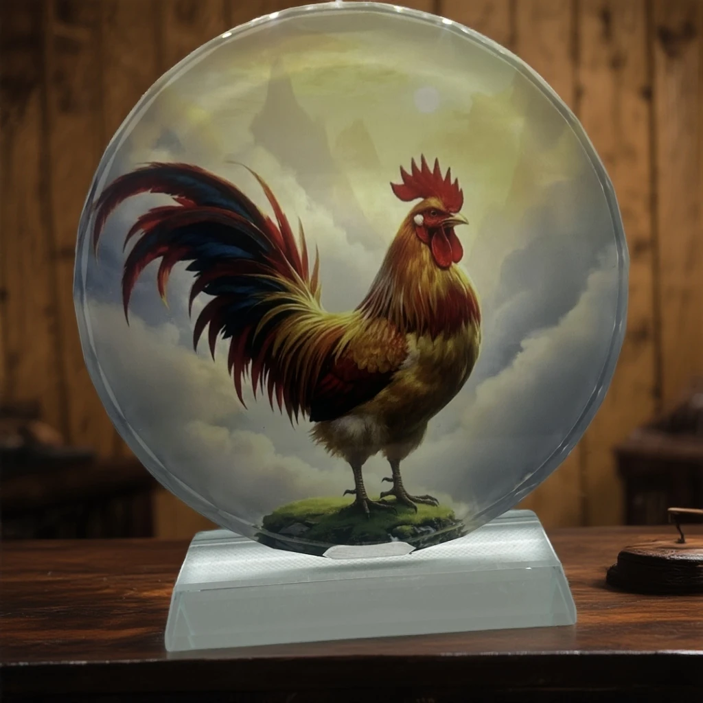 金鸡报喜高档中式寓意客厅玄关办公室装饰礼品夜光水晶摆件工艺品