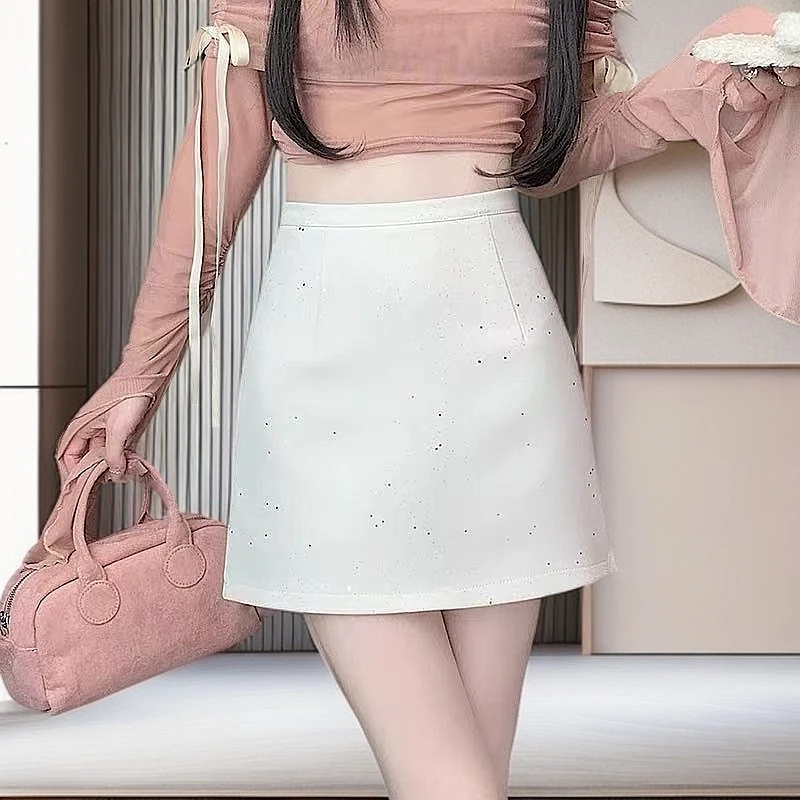 a字半身裙女2025春夏新款西装亮片裙高腰显瘦气质百搭防走光短裙
