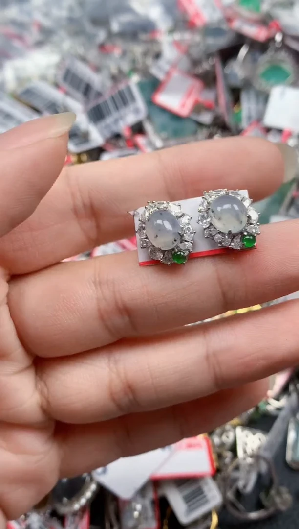 银S925镶嵌戒指翡翠天然A货缅甸翡翠