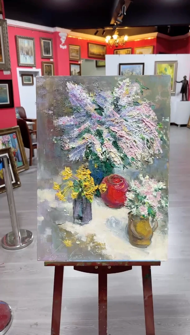 俄罗斯手绘油画作品《 丁香花 》50*70