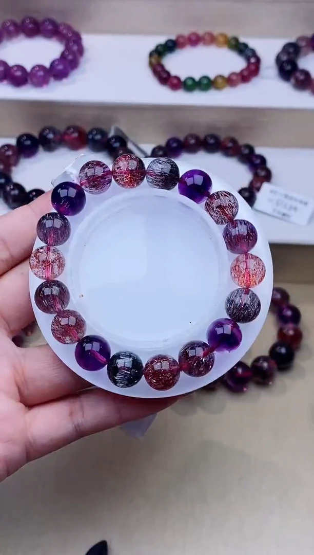 未镶嵌手链水晶黑加仑超七11m+