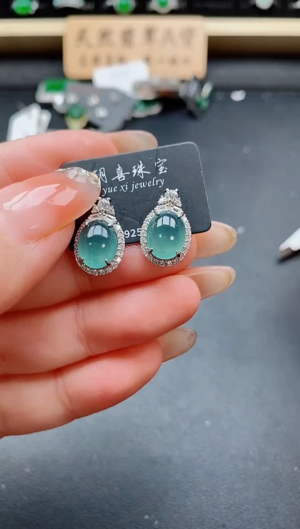 银S925镶嵌戒指翡翠1