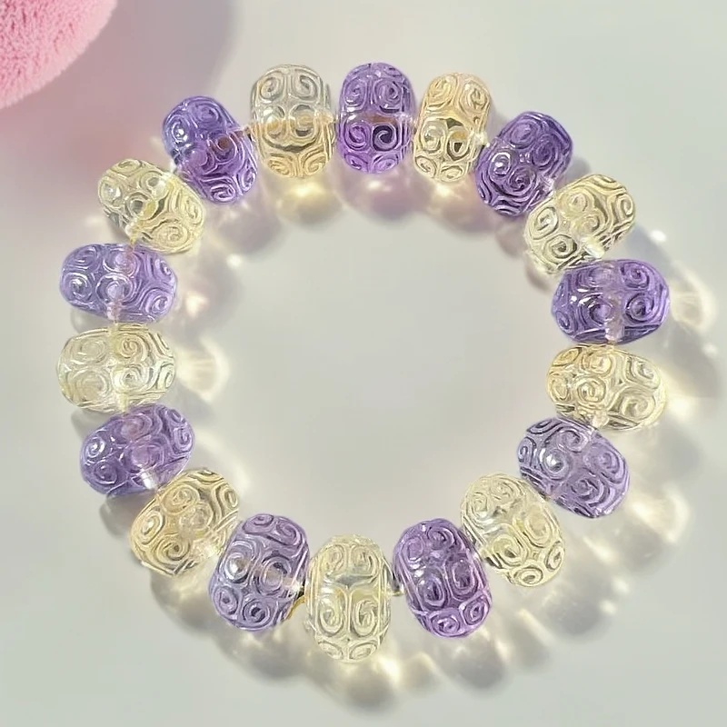 天然水晶祥云纹手串欧若风