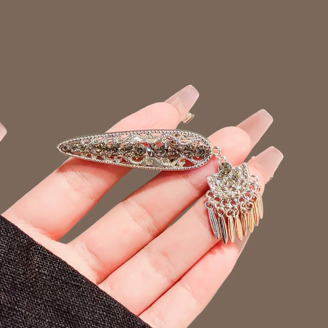 原创新中式水钻镂空发夹女高级感发饰发卡古风头饰夹子刘海鸭嘴夹