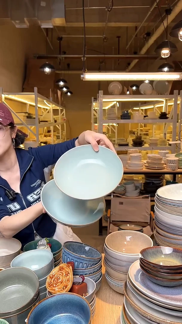 瓷190外贸尾货高温釉下彩陶瓷餐具默认微瑕