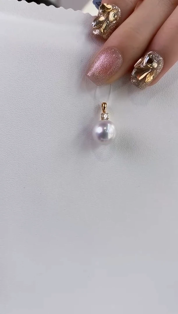 吊坠(不含链)18K金镶嵌海水珍珠11-12澳白珍珠吊坠