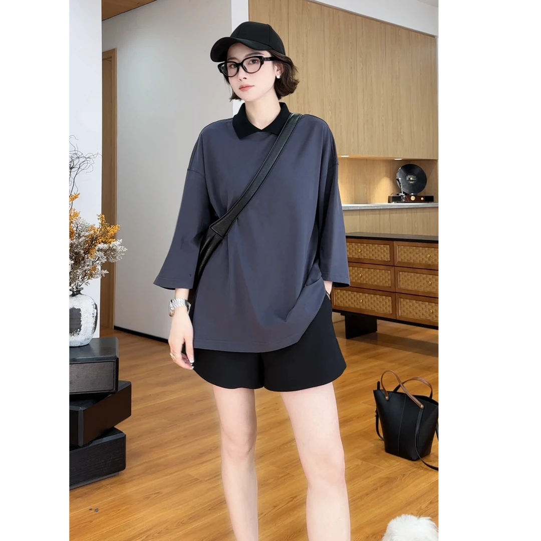 YYOUHAN 2025新款【纪念册】撞色POLO领显瘦短袖T恤 2507C4053