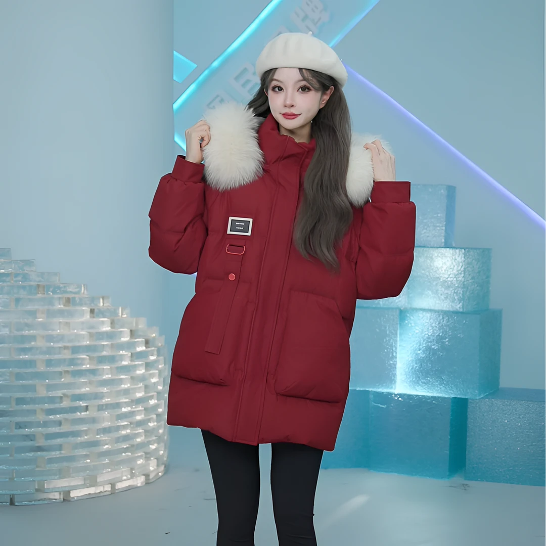 雪中飞大狐狸毛领羽绒服女2024冬季时尚百搭加厚短款羽绒服外套