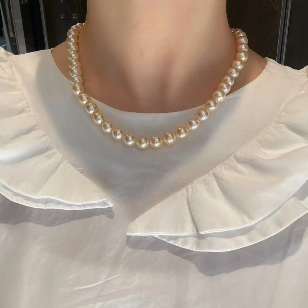 [奶油玫瑰]稀有色系极光天然无核珍珠满串稀缺点位