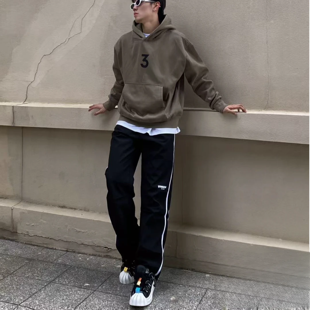 呆呆姐 海绵宝宝条纹直筒抽绳伞兵工装裤 1002