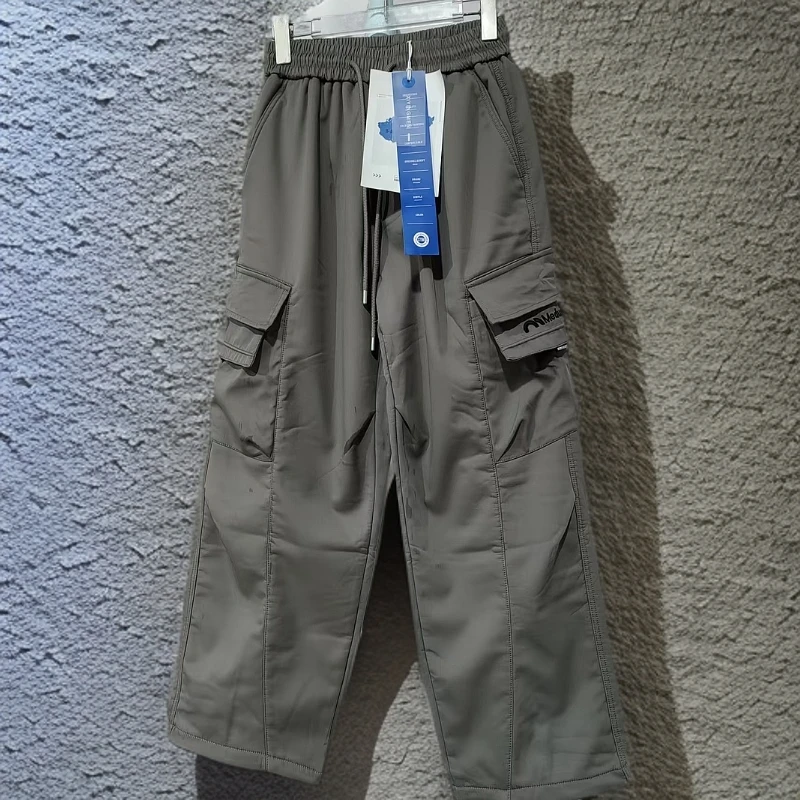 【29857-水墨灰色】青少年潮牌一体绒工装裤