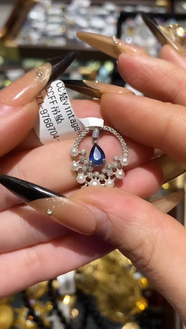 吊坠(不含链)蓝宝石银S925镶嵌楚楚珠宝中古甄选不退换