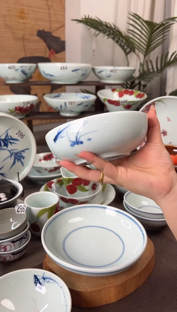 明舟中暇手绘画鱼6寸罗汉碗（单只装）