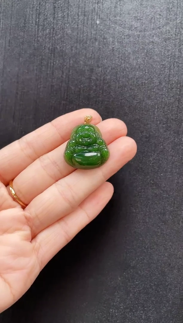 吊坠(赠链)18K金镶嵌和田玉多样性发一