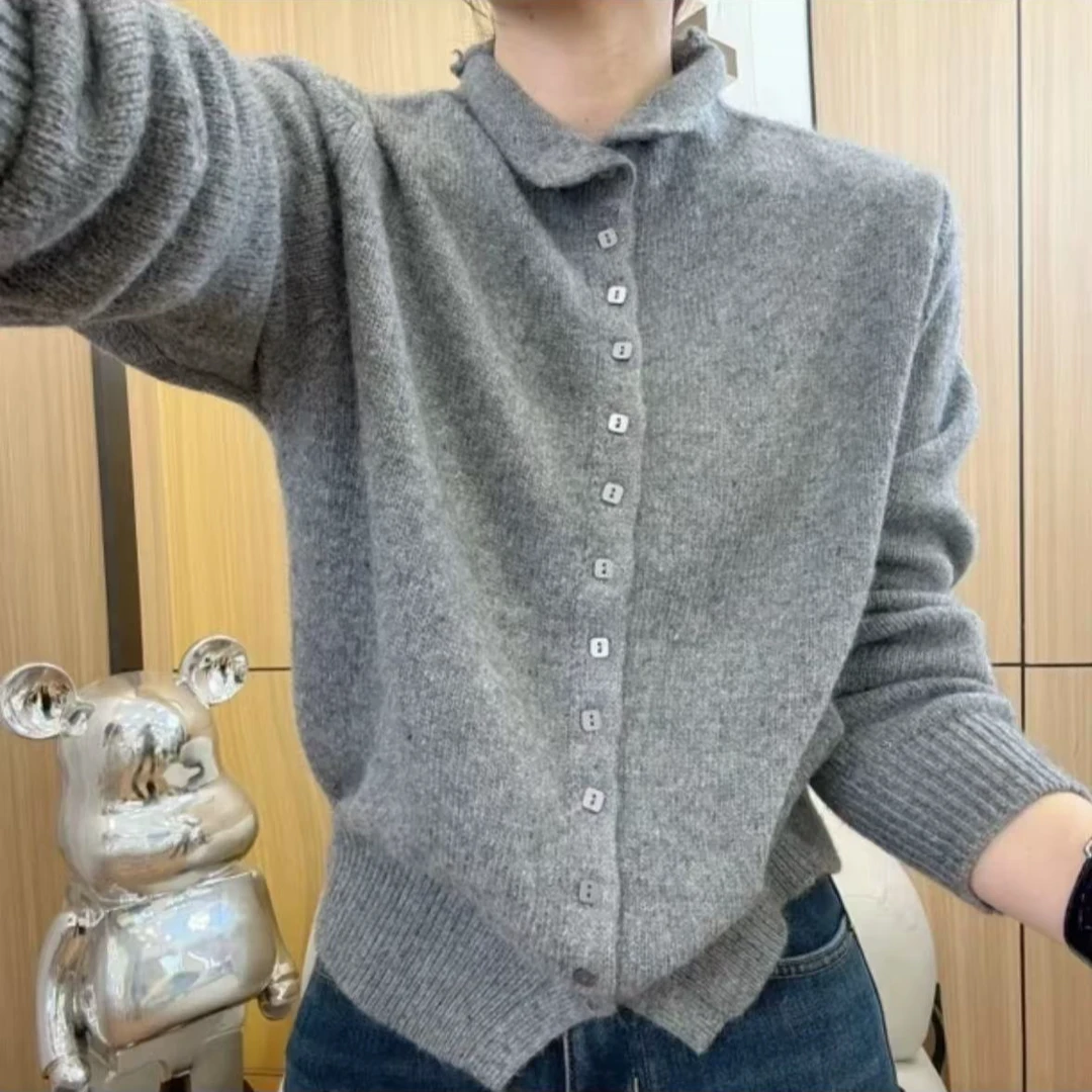 【半领小方扣】小个子设计韩版半高领针织开衫女秋冬季新款FFQ5095