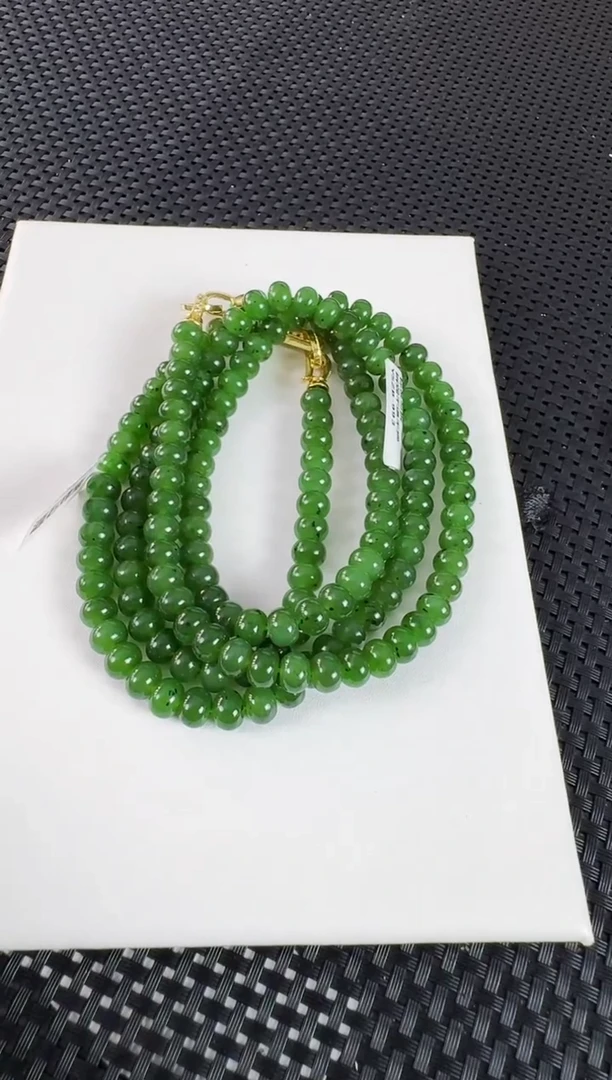 和田玉（碧玉）未镶嵌颈饰约6*8MM算盘珠多样性发一