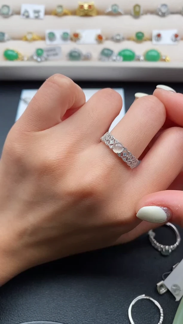 银S925镶嵌戒指翡翠55555555+6