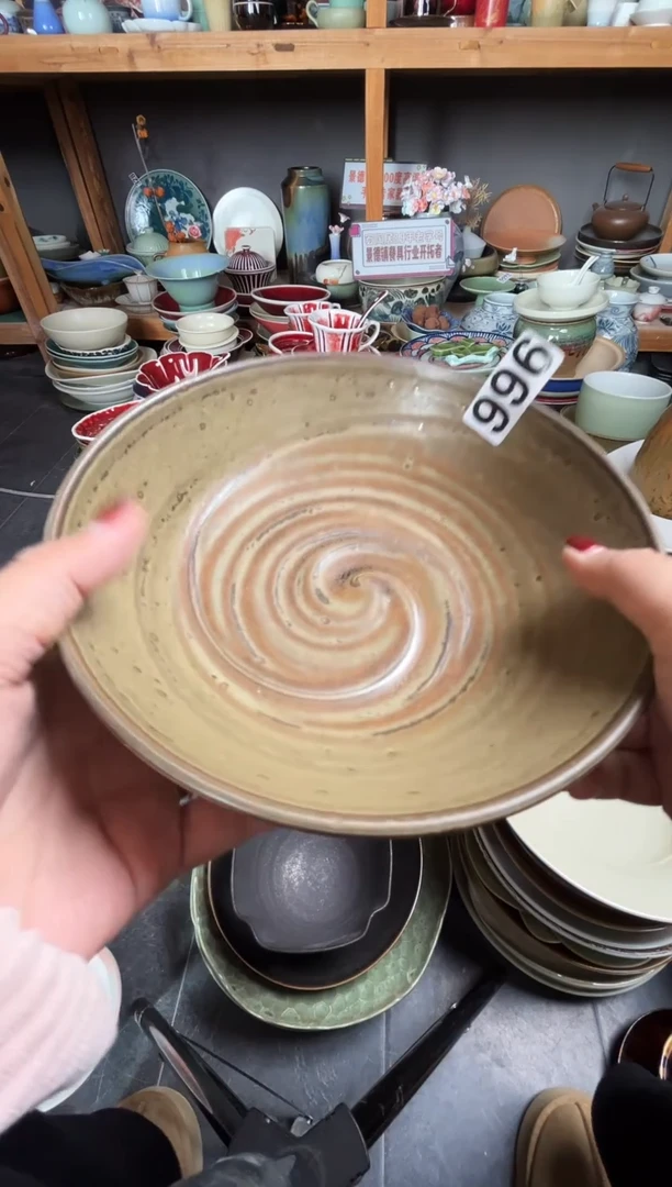 瓷片花**菜996志野手工盘