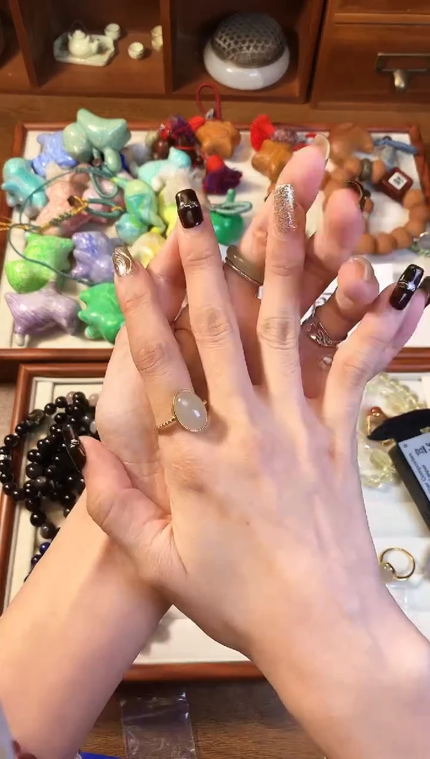 【闪购商品】和田玉戒指银S925镶嵌烟紫和田玉蛋面戒指