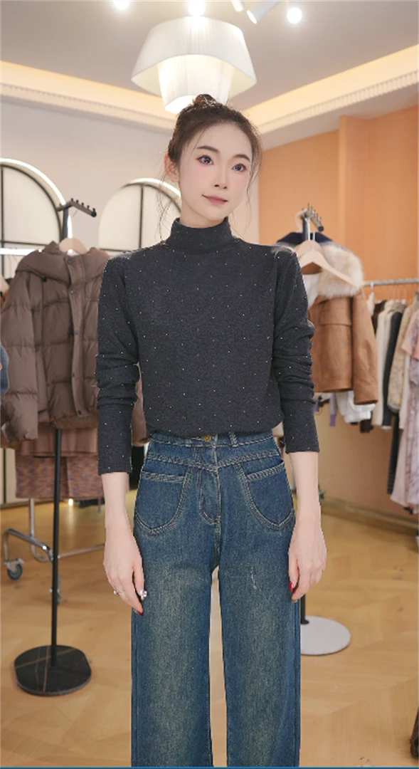 2025新款简约时尚打底衫秋冬气质保暖简约休闲欧若风长袖T恤5100