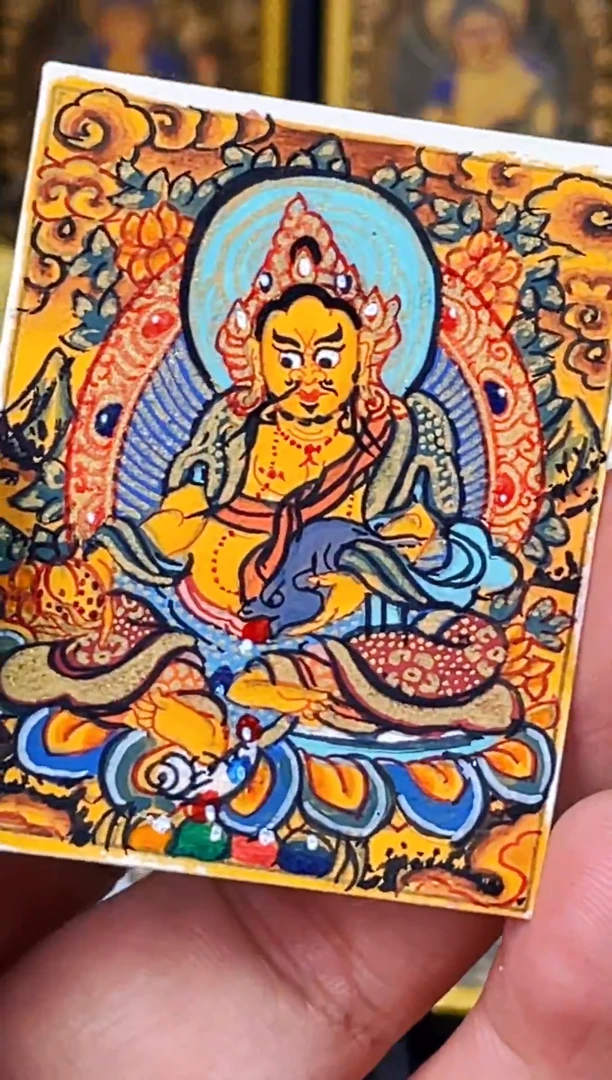 吊坠热贡纯手绘唐卡黄C