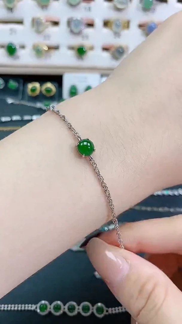 银S925镶嵌手链翡翠天然翡翠