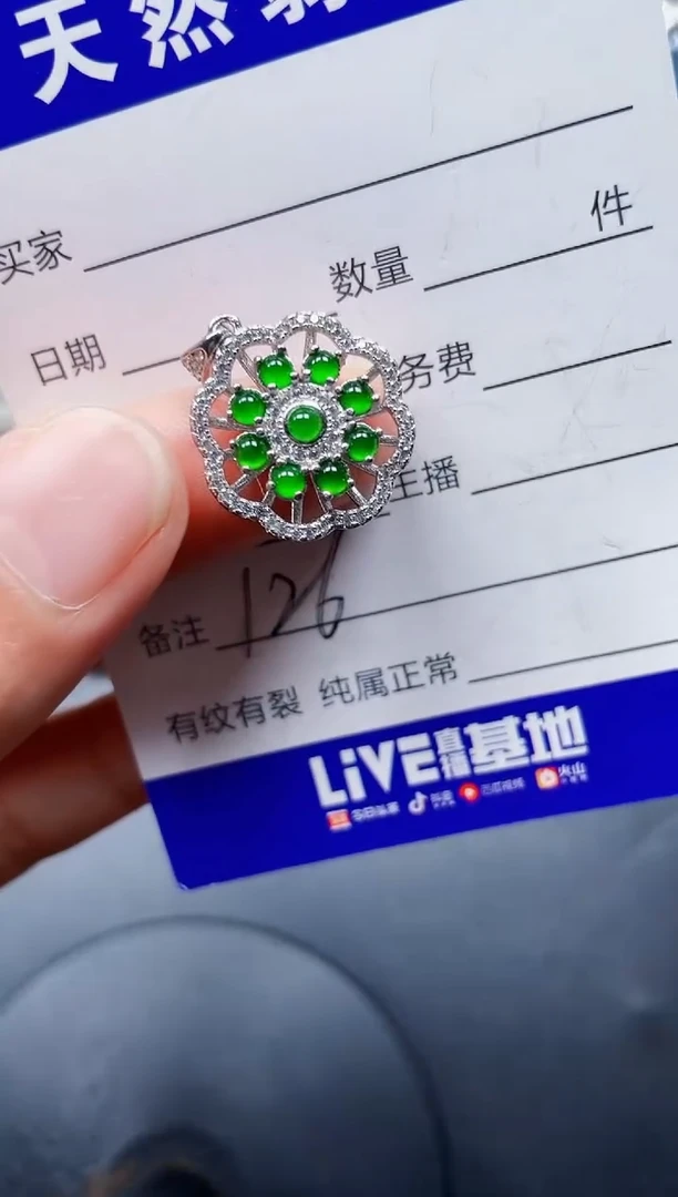 颈饰银S925镶嵌翡翠126