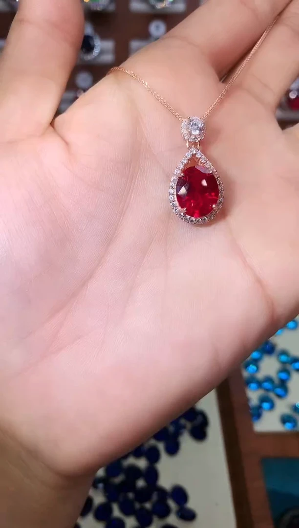 无坠链均925银鸽血红色吊坠