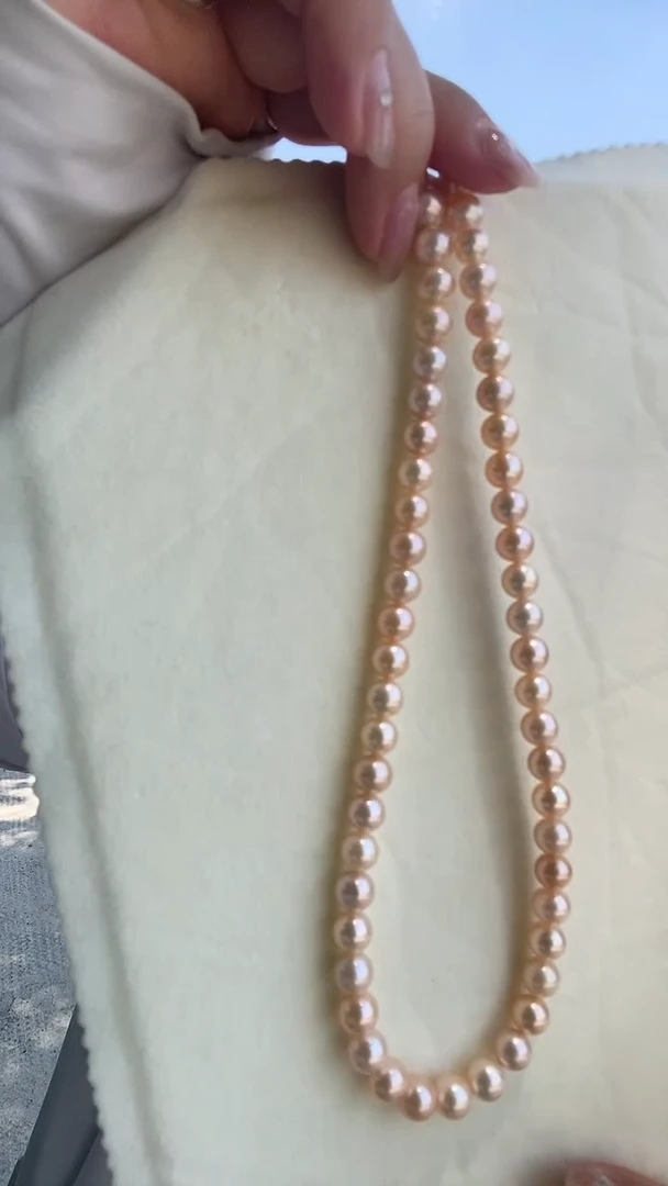 淡水珍珠银S925镶嵌颈饰7-8mm珍珠项链