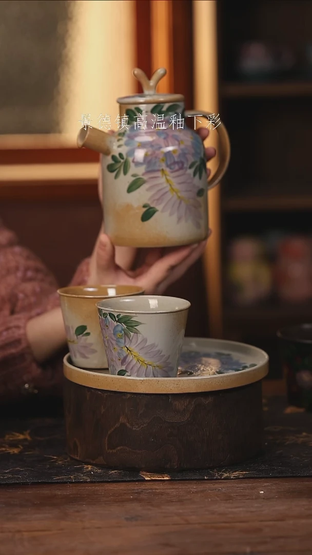陶瓷景德镇高温釉下手绘陶瓷@L690@